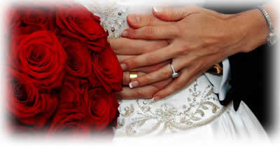 Weddings - Holding Hands with Rose Bouquet